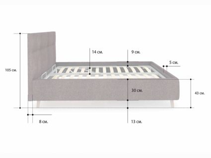 Кровать Сонум Bella Кашемир Латте (с подъемным механизмом) 120х190